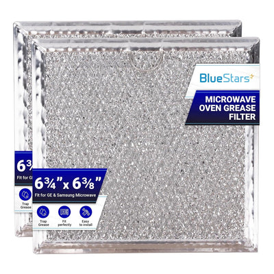Two WB02X11534 metal mesh grease filters for GE and Samsung over-the-range microwaves.