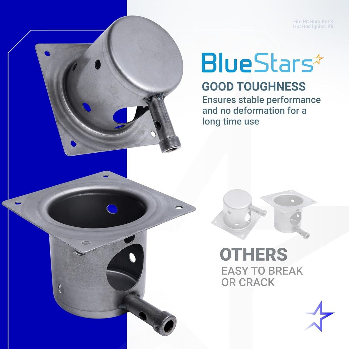 Stainless steel fire burn pot showing durable construction compared to standard alternatives.