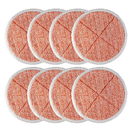Set of 8 orange heavy scrub replacement mop pads for Bissell Spinwave hard floor cleaners.
