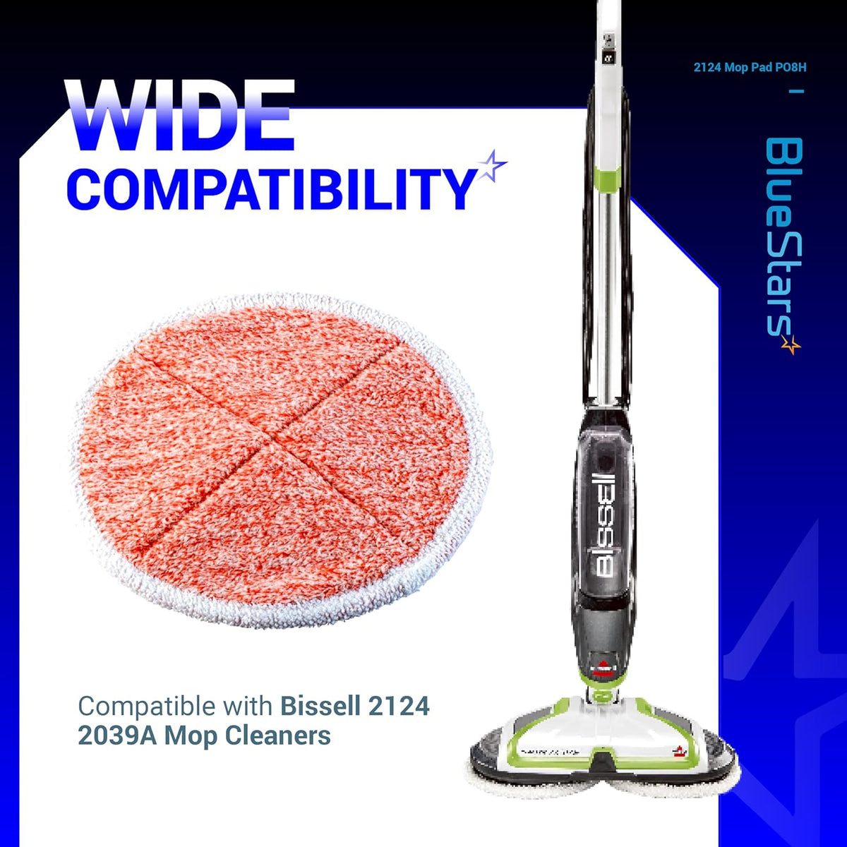 Orange heavy scrub replacement mop pad for Bissell Spinwave 2124 and 2039A hard floor cleaners.