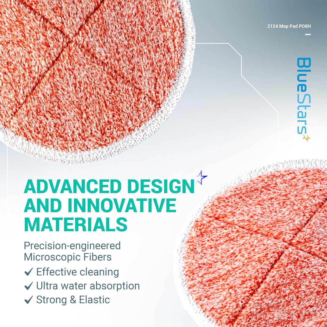 Two orange heavy scrub replacement mop pads for Bissell Spinwave with advanced microfiber design features.