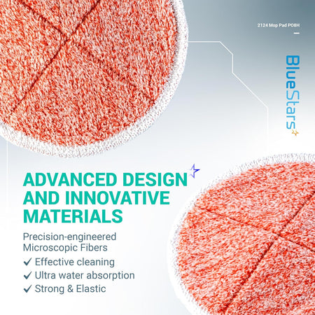Two orange heavy scrub replacement mop pads for Bissell Spinwave with advanced microfiber design features.