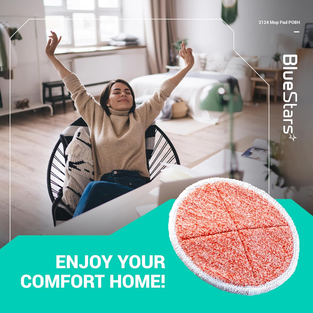 Close-up of a single orange heavy scrub replacement mop pad for Bissell Spinwave hard floor cleaners.