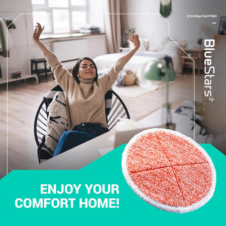 Close-up of a single orange heavy scrub replacement mop pad for Bissell Spinwave hard floor cleaners.