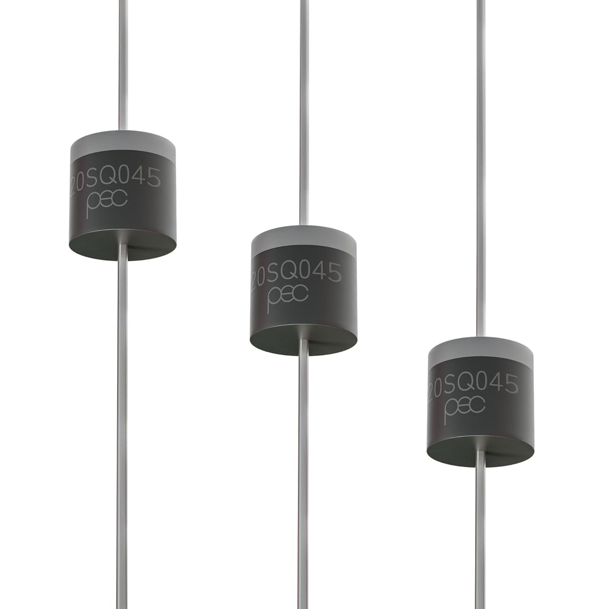 Three 20SQ045 Schottky barrier rectifier diodes with axial leads.
