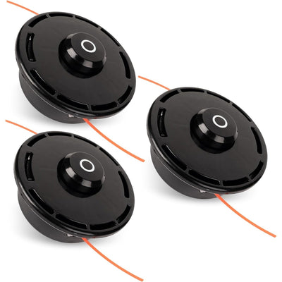 Set of three 511010601 black trimmer heads compatible with Redmax string trimmers.