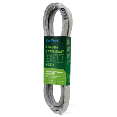 954-0467A mower drive belt in branded packaging, 90.8-inch replacement for MTD, Cub Cadet, and Troy-Bilt mowers.