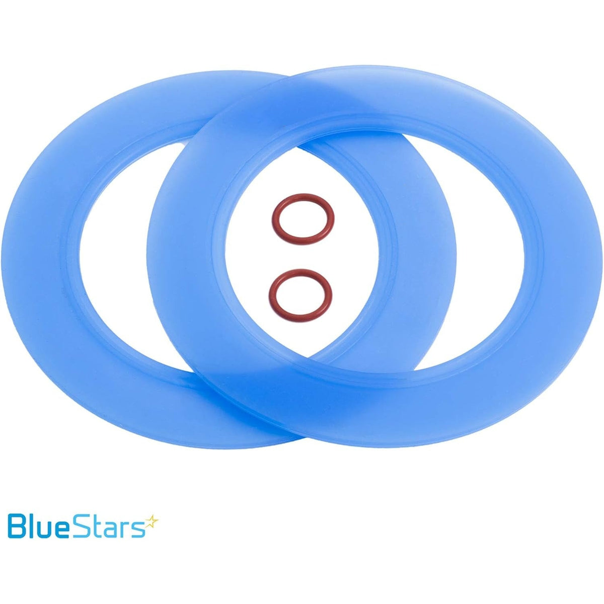 Two blue flush valve seals and two small red O-rings for 7301111-0070A repair kit.