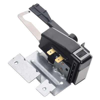 Washer lid lock switch replacement for Frigidaire and Electrolux washers with metal mounting bracket and wire terminals.