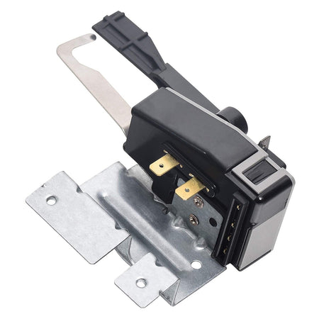 Washer lid lock switch replacement for Frigidaire and Electrolux washers with metal mounting bracket and wire terminals.