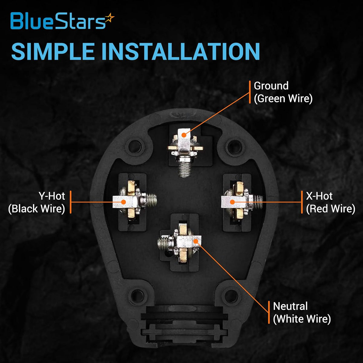 Wiring diagram showing terminal connections for NEMA 14-30P and 14-50P interchangeable plug.