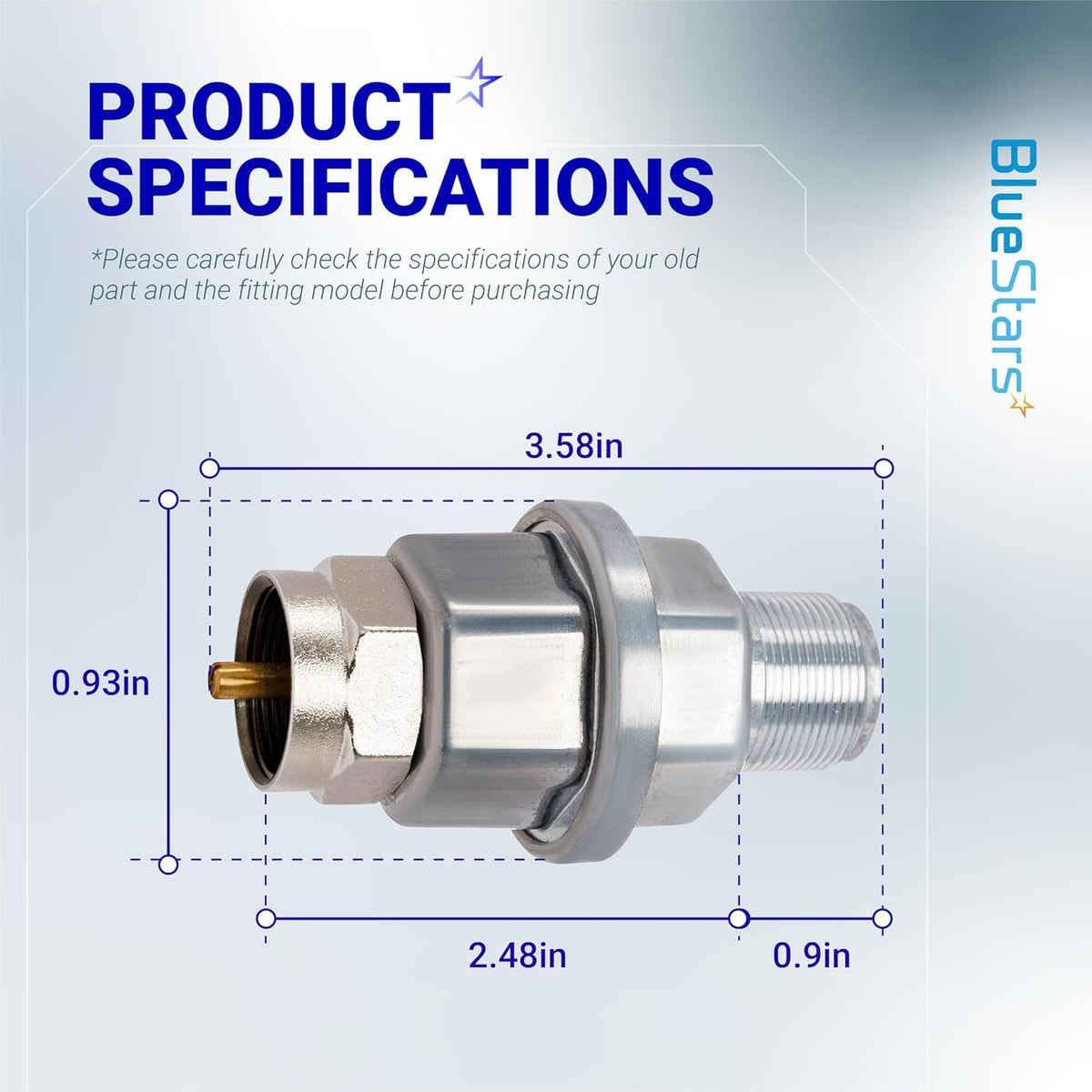 F273699 propane fuel filter showing detailed product dimensions and specifications.