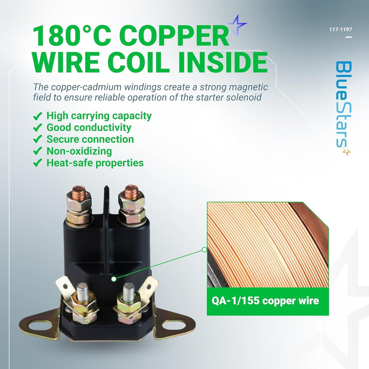 12V 4-terminal starter solenoid showing internal copper wire coil construction for Exmark and Toro lawn mowers.