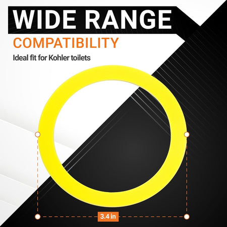 Yellow K-GP1059291 canister flush valve seal for Kohler toilets with 3.4-inch diameter measurement graphic.