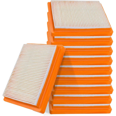 Pack of 10 rectangular orange air filters for Kohler XT650 and XT675 lawn mower engines.