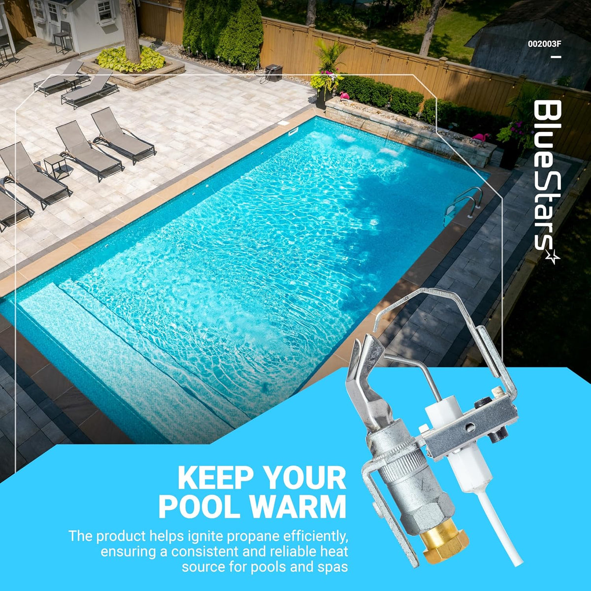 002003F pilot assembly for natural and propane pool heater systems.