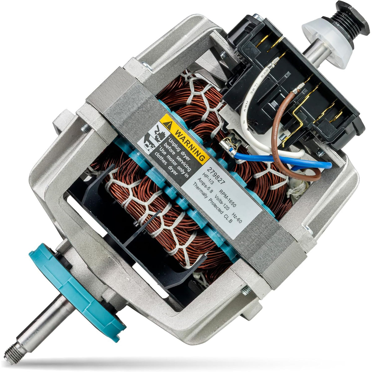 279827 Dryer Drive Motor with Pulley, angled product view