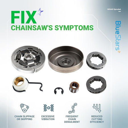Clutch drum, rim sprocket, needle bearing, and worm gear kit for Stihl MS361 MS440 MS460 chainsaws.