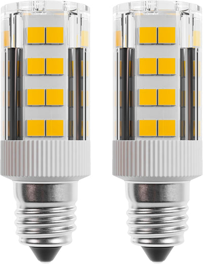 Two WE05X20431 LED dryer drum light bulbs with E12 candelabra bases.