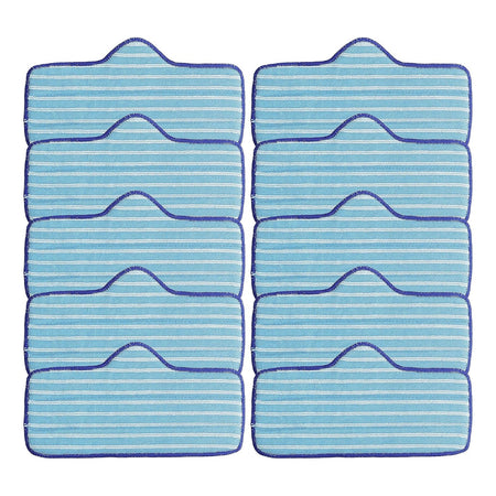 Pack of 10 blue and white striped microfiber pads for Dupray Neat steam cleaner.