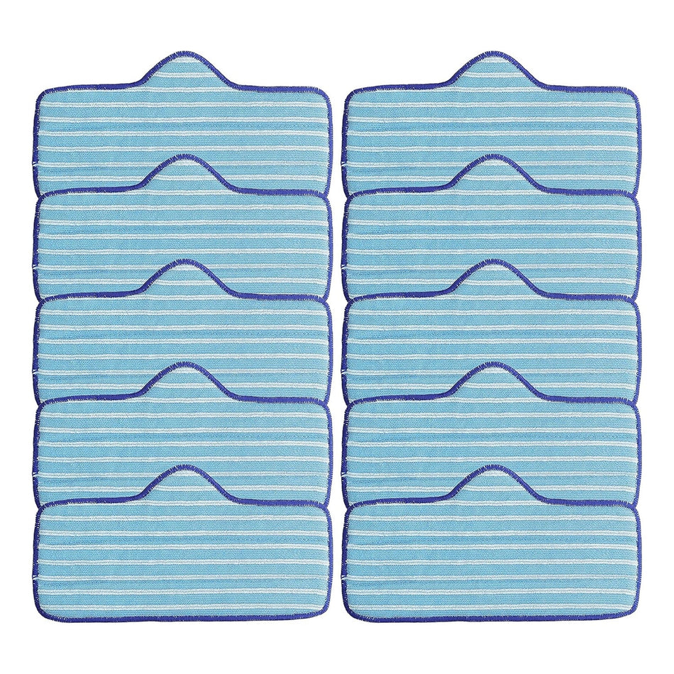 Pack of 10 blue and white striped microfiber pads for Dupray Neat steam cleaner.