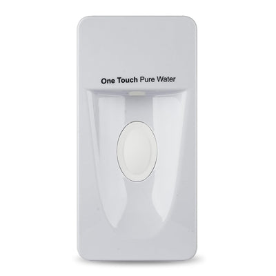White Samsung refrigerator water dispenser cover assembly with One Touch Pure Water label.