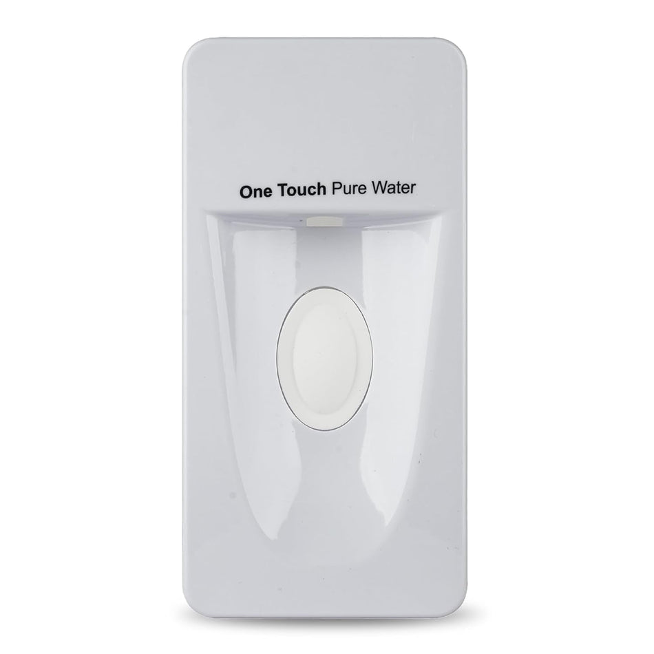 White Samsung refrigerator water dispenser cover assembly with One Touch Pure Water label.