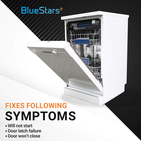 White LG dishwasher with open door illustrating symptoms fixed by 4933DD3001B door hinge cable assembly replacement.