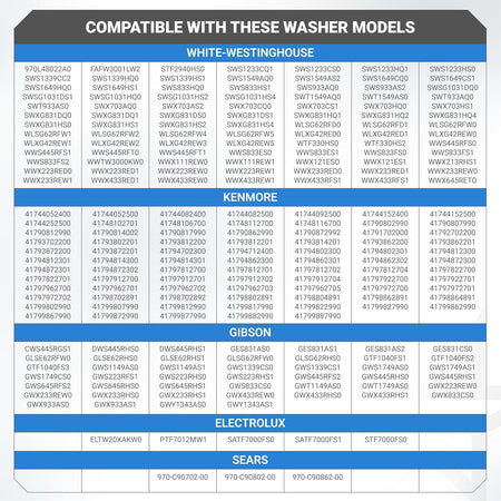 Compatibility chart for 137221600 washer drain pump listing compatible White-Westinghouse, Kenmore, Gibson, and Electrolux mo