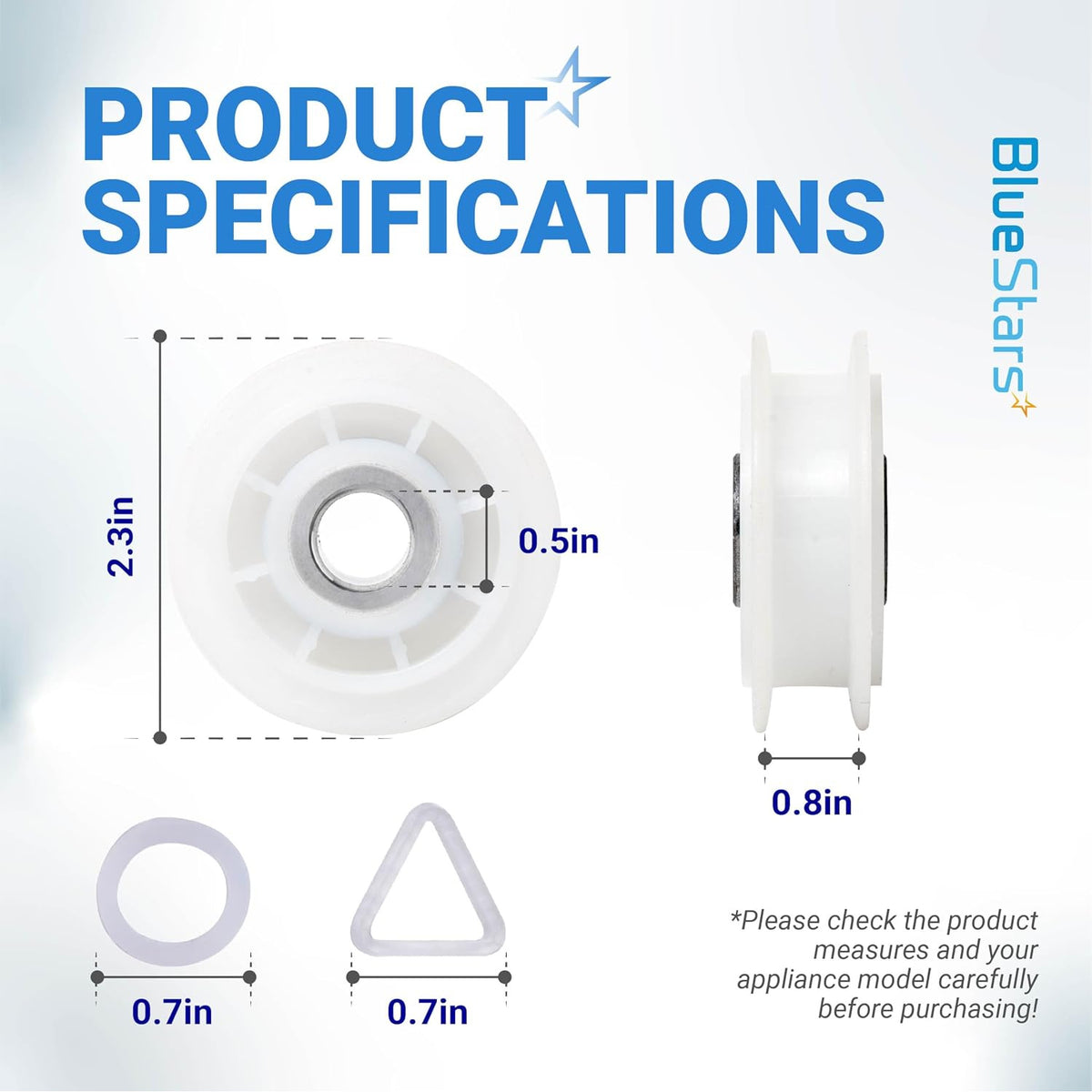 279640 Dryer Idler Pulley Replacement, product specifications diagram with pulley, washers, and labeled dimensions