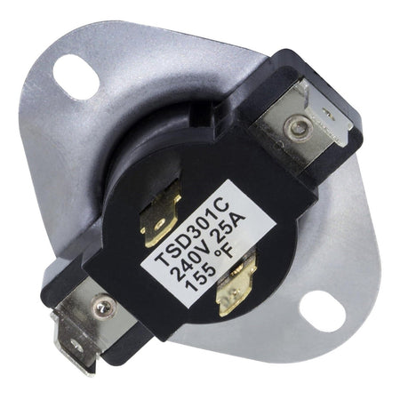 WP3387134 dryer cycling thermostat replacement part with metal mounting bracket and electrical terminals.