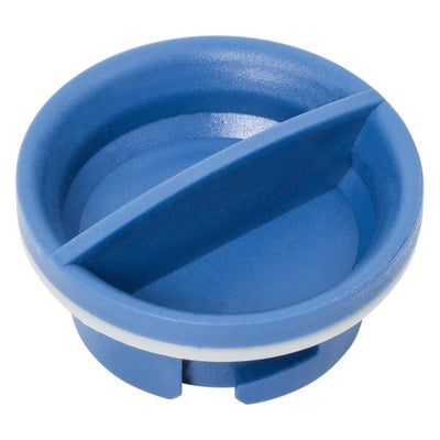 Blue W10524920 dishwasher rinse aid cap replacement for KitchenAid and Whirlpool dishwashers.