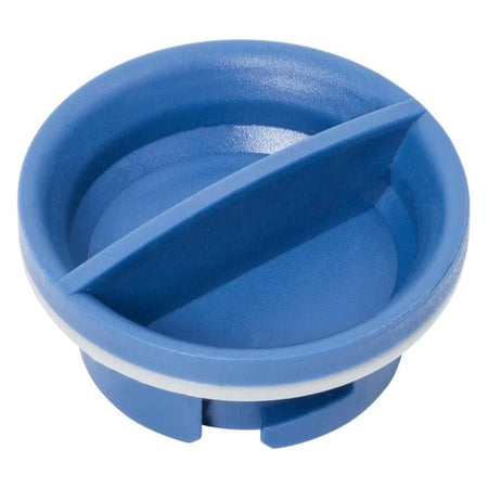 Blue W10524920 dishwasher rinse aid cap replacement for KitchenAid and Whirlpool dishwashers.
