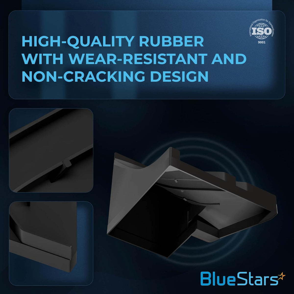 Close-up of durable rubber dishwasher corner baffle replacement for GE Hotpoint dishwashers.