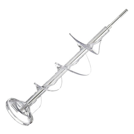 Clear plastic ice maker auger replacement for GE and Hotpoint refrigerators.