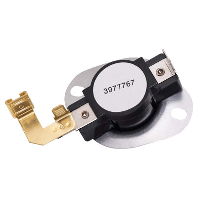 3977767 dryer thermostat replacement part with mounting bracket and electrical terminals.