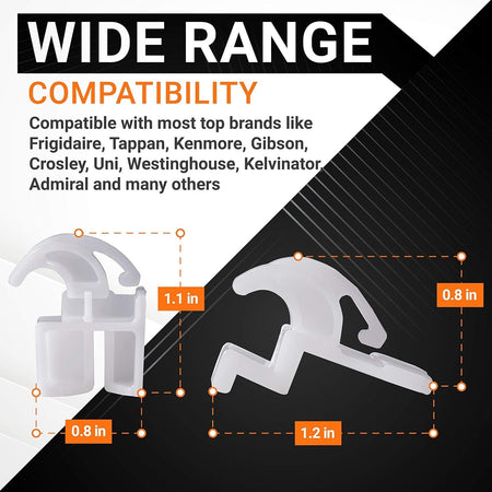 Dimensional diagram of range oven drawer glides showing 1.1 inch and 1.2 inch measurements for compatibility.