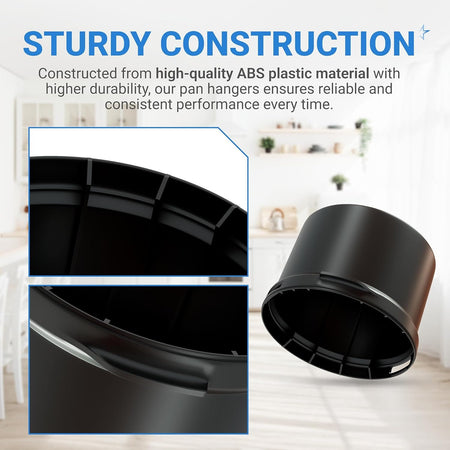 Close-up views of the black refrigerator water filter cap showing durable ABS plastic construction and internal tabs.