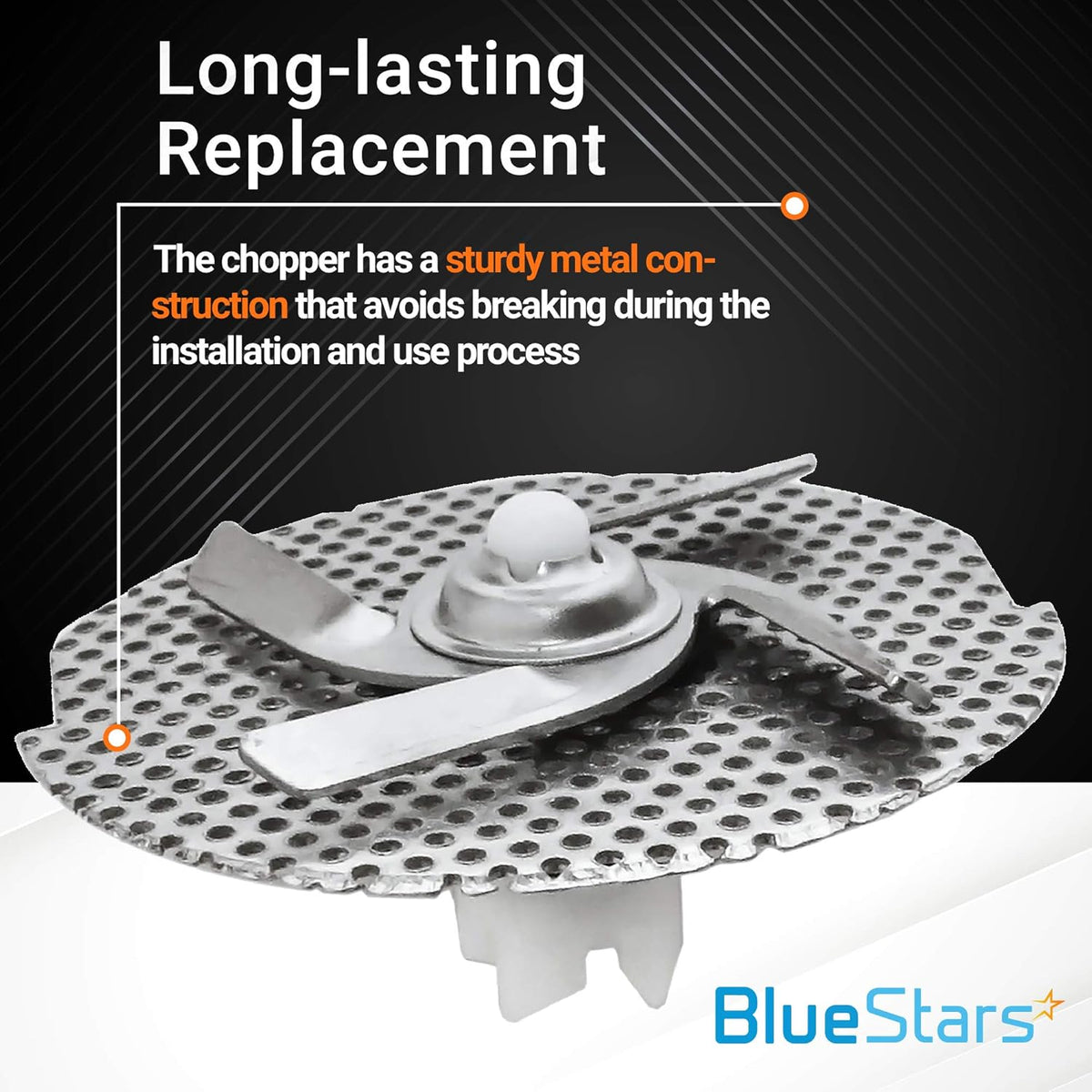 Stainless steel dishwasher chopper blade replacement for KitchenAid, Whirlpool, and Kenmore dishwashers.
