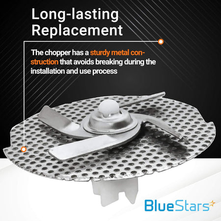 Stainless steel dishwasher chopper blade replacement for KitchenAid, Whirlpool, and Kenmore dishwashers.