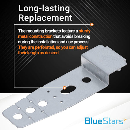 Close-up of a perforated metal mounting bracket for LG dishwashers, part 5001DD4001A.