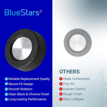 3362624 Washer Timer Knobs comparison graphic showing a black and chrome knob versus a gray “OTHERS” knob