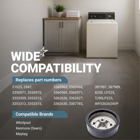 3362624 Washer Timer Knobs compatibility graphic showing replacement part numbers, brands, and knob photo