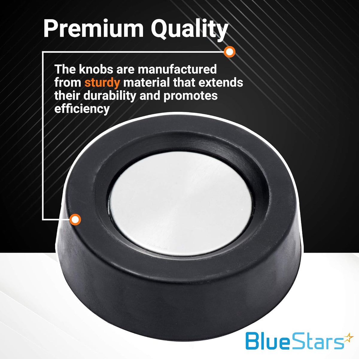 Close-up of a durable black and silver replacement washer timer knob for Whirlpool and Kenmore washing machines.