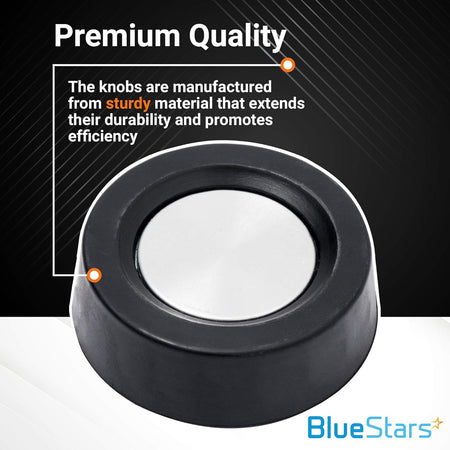 Close-up of a durable black and silver replacement washer timer knob for Whirlpool and Kenmore washing machines.