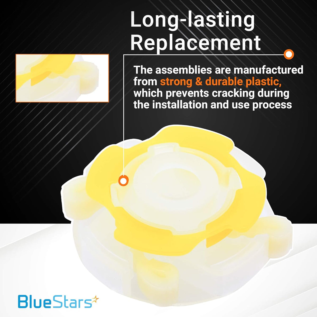 Durable plastic washer agitator cam repair kit component for Whirlpool and Maytag washers.