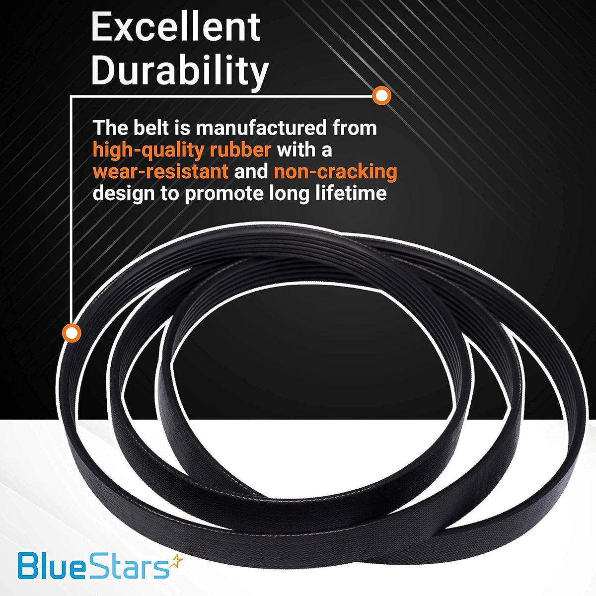 8540101 Washer Belt, black belt loops shown with durability and wear-resistant design text