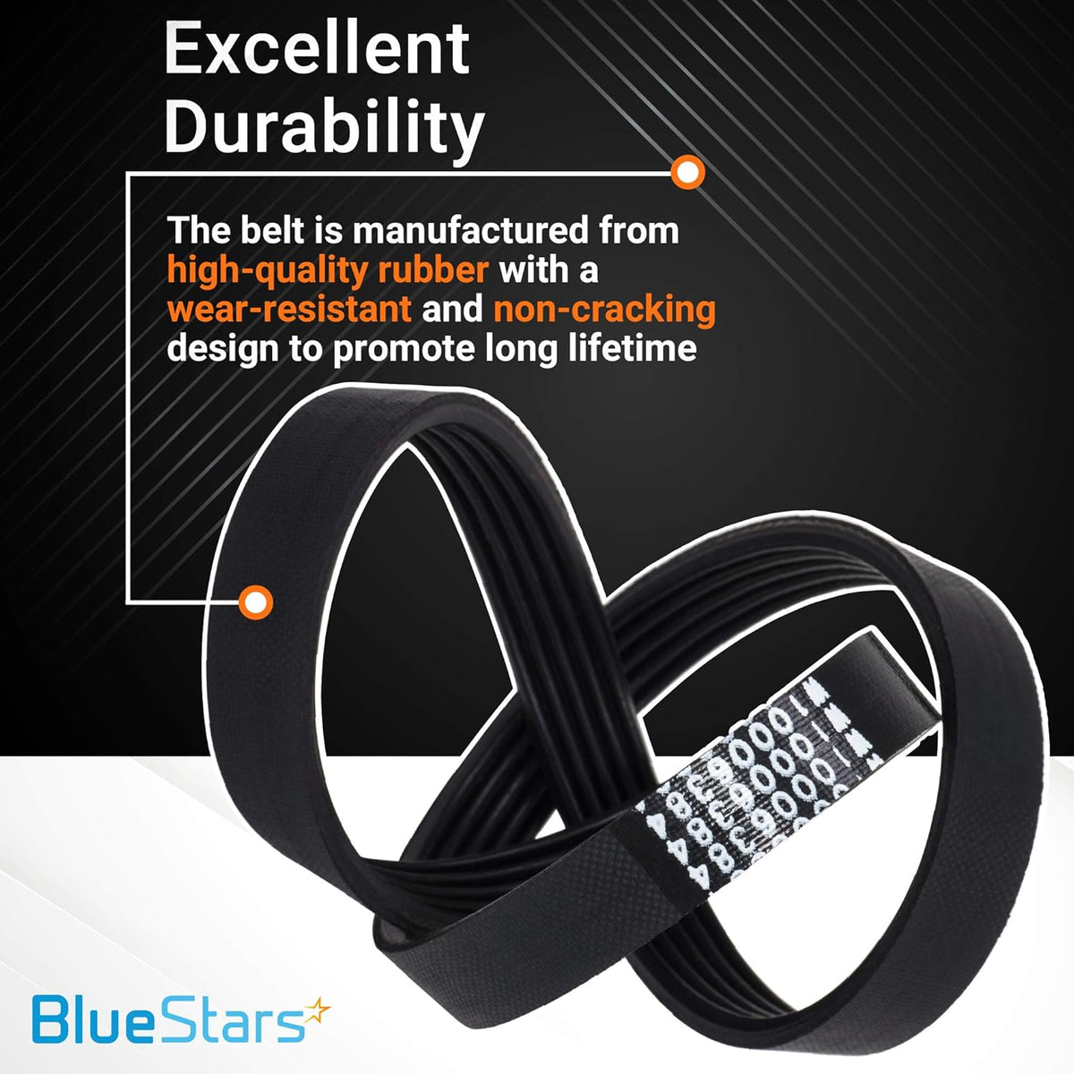Durable rubber W10006384 washer drive belt for Whirlpool, Maytag, and Kenmore washing machines.