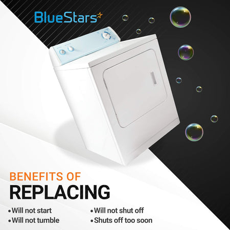 White dryer showing symptoms that indicate a need for a 3406105 door switch replacement.