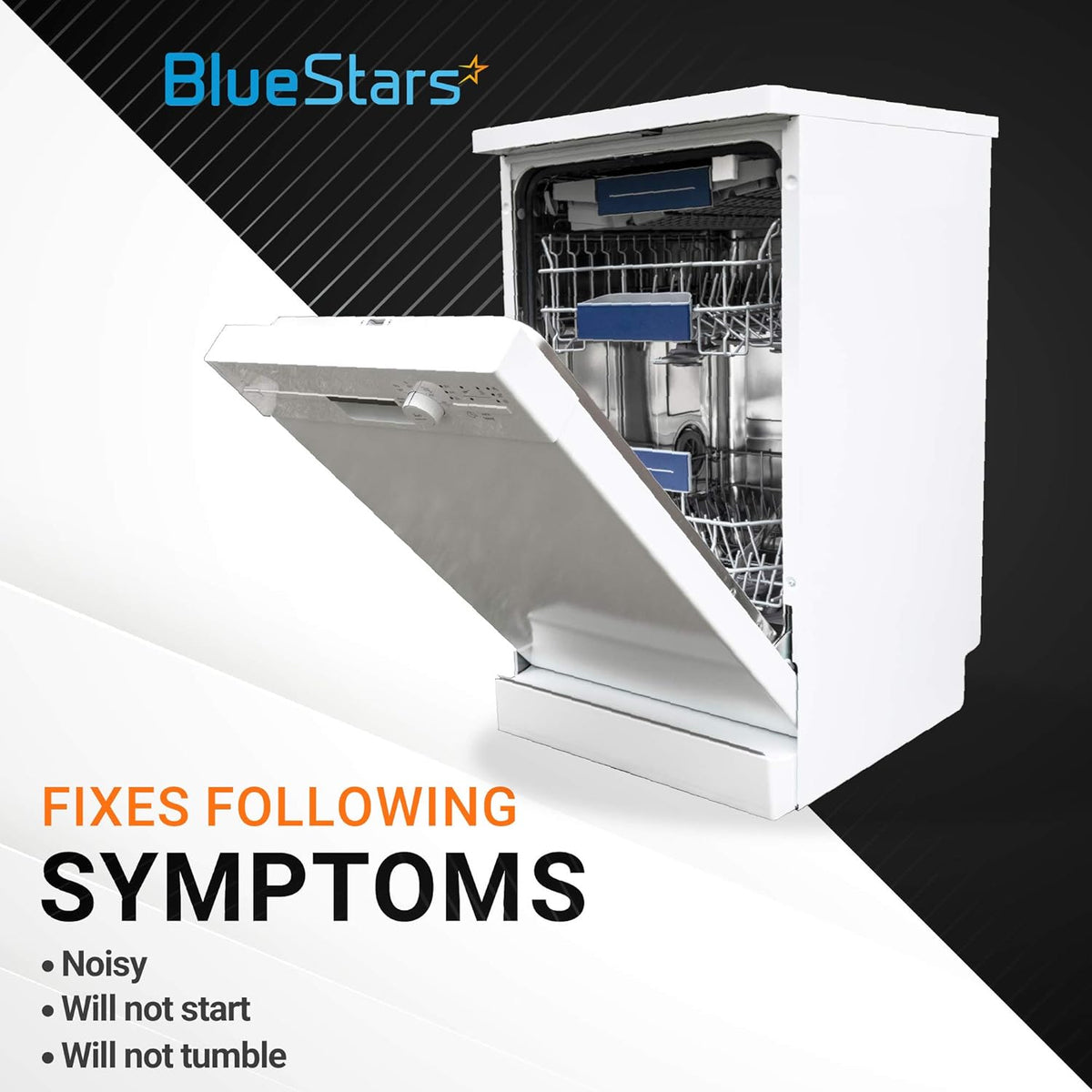 White dishwasher with open door, representing appliance repair for Whirlpool and Kenmore models.